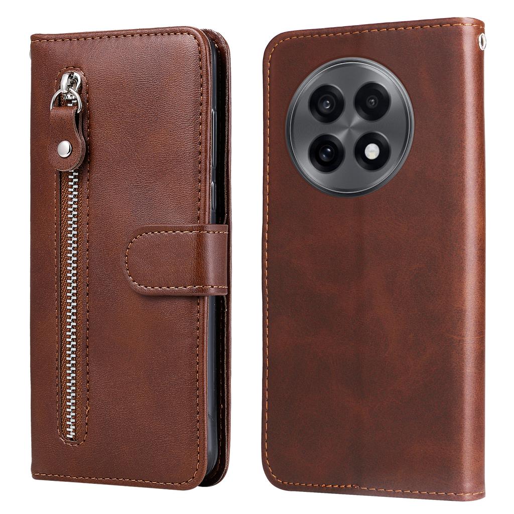 For OnePlus 13R 5G/Ace 5 5G/Ace 5 Pro 5G Case Zipper Wallet Calf Texture PU Leather Phone Cover