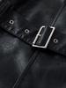 Men's Korean Style PU Leather Mid-Length Windbreaker Jacket