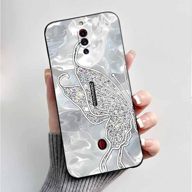 For ZTE Nubia RedMagic 5G Fundas Nubia Red Magic 5S Case Cover Soft Silicone Black Shell Printing Pattern Flower Cartoon Cases
