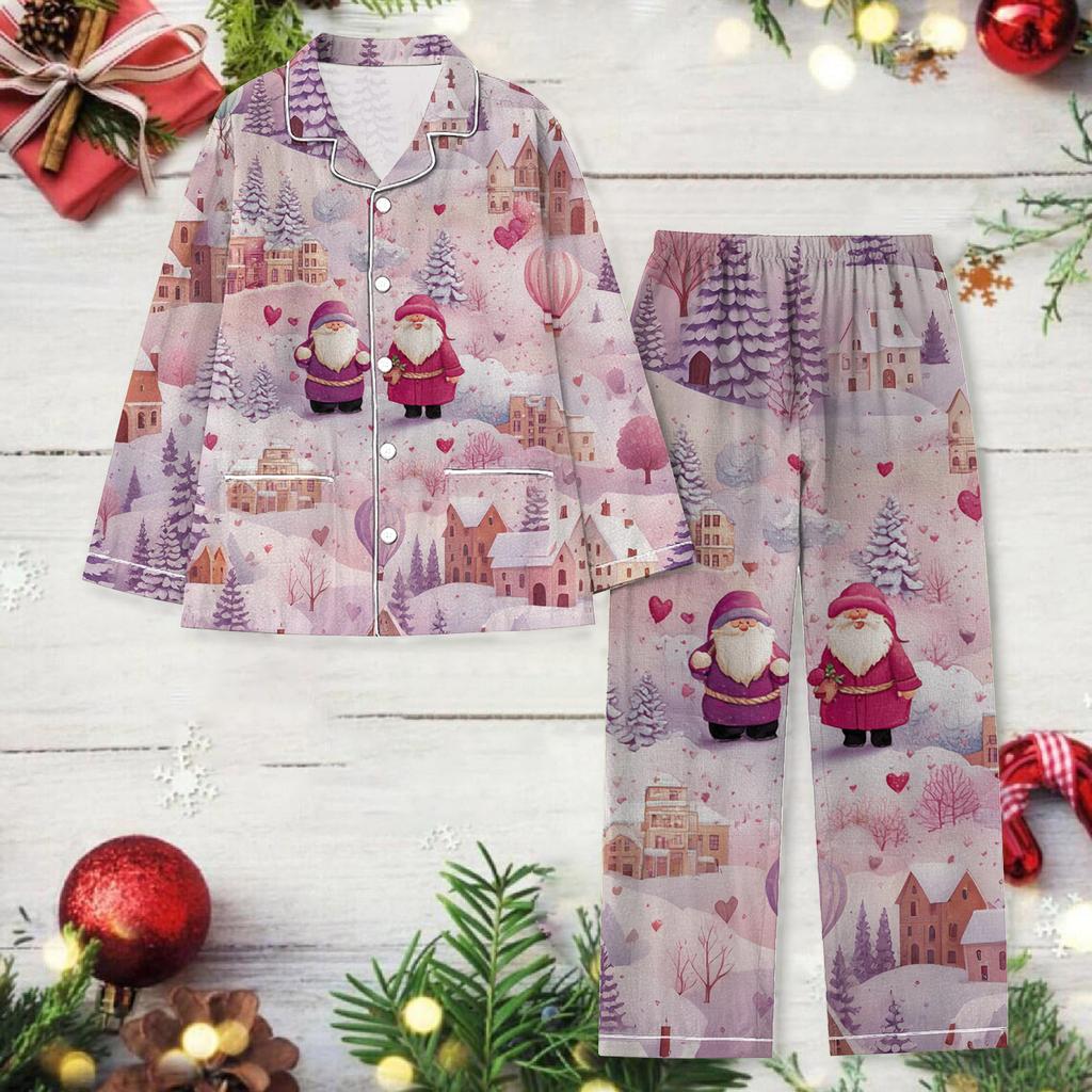 Ladies' Christmas Printed Long Sleeved Long Pants Casual Home Set