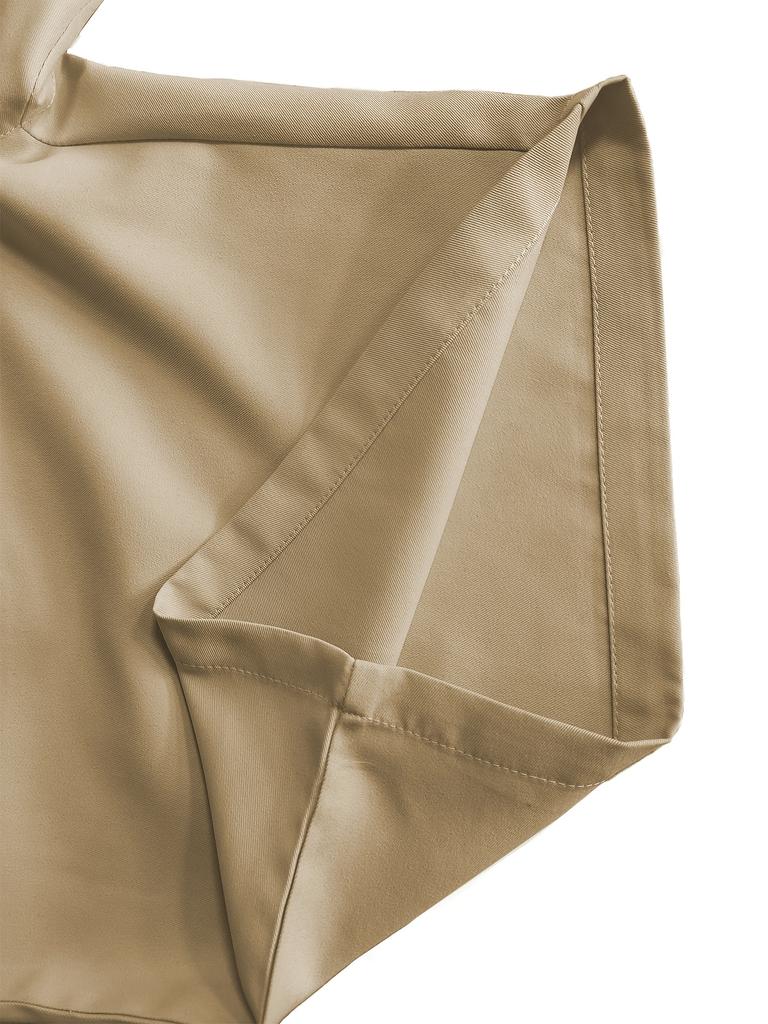 Men's Solid-color Suit Shorts with Leather Label Drawstring Casual Multi-pocket Capre Shorts