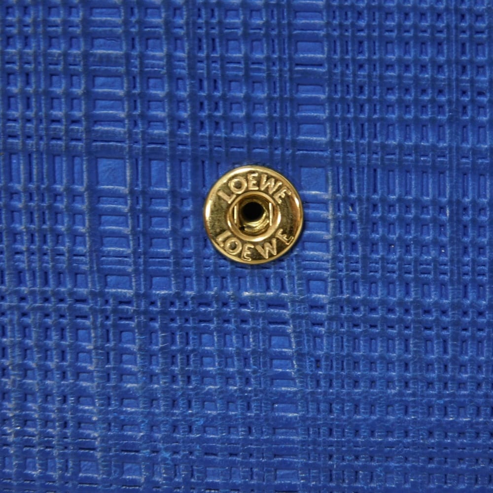 Used 12695 Linen Zip Compact Wallet 7942 Textured Calfskin Zip Around Anagram Embossing Blue Unisex from Japan AUTHENTIC