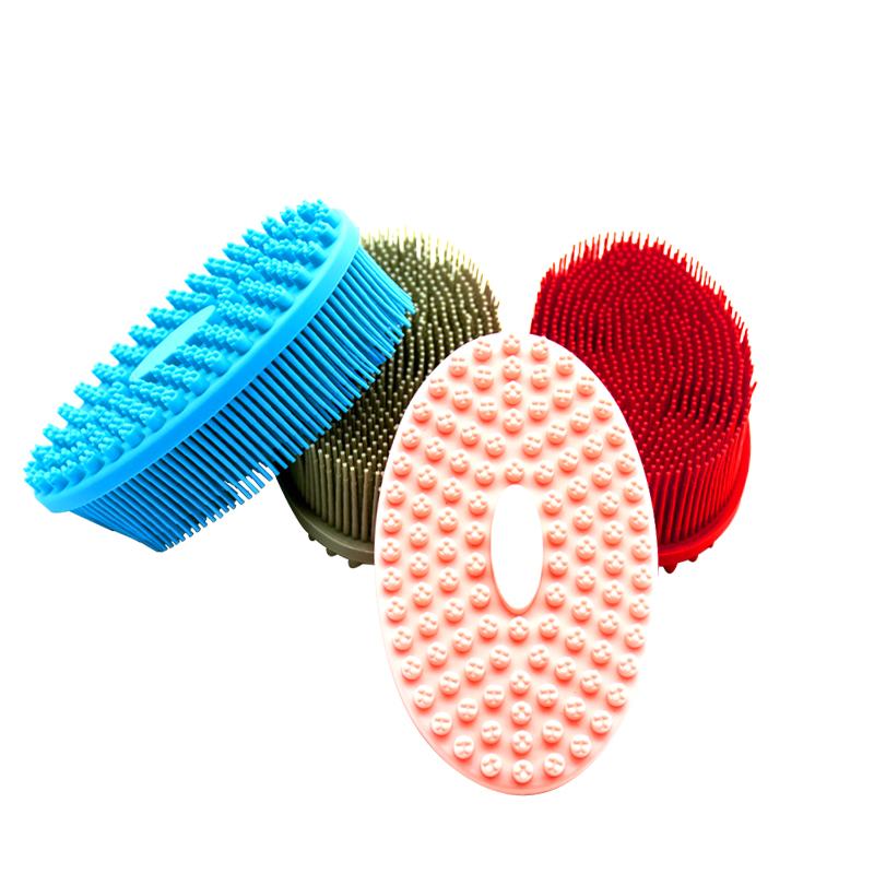 Silicone Back Body Bath Shower Shampoo Cleansing Washing Exfoliating Loofah Massage Sponge Scrubber Brush