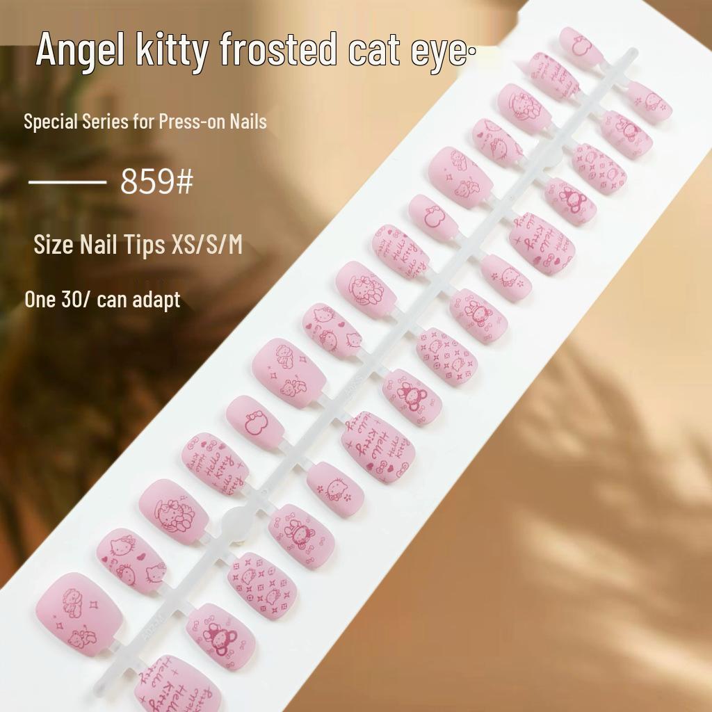 

Matte Pink Cat Eye Wearable Nails - Spring/Summer Cute Style False Finished Nails