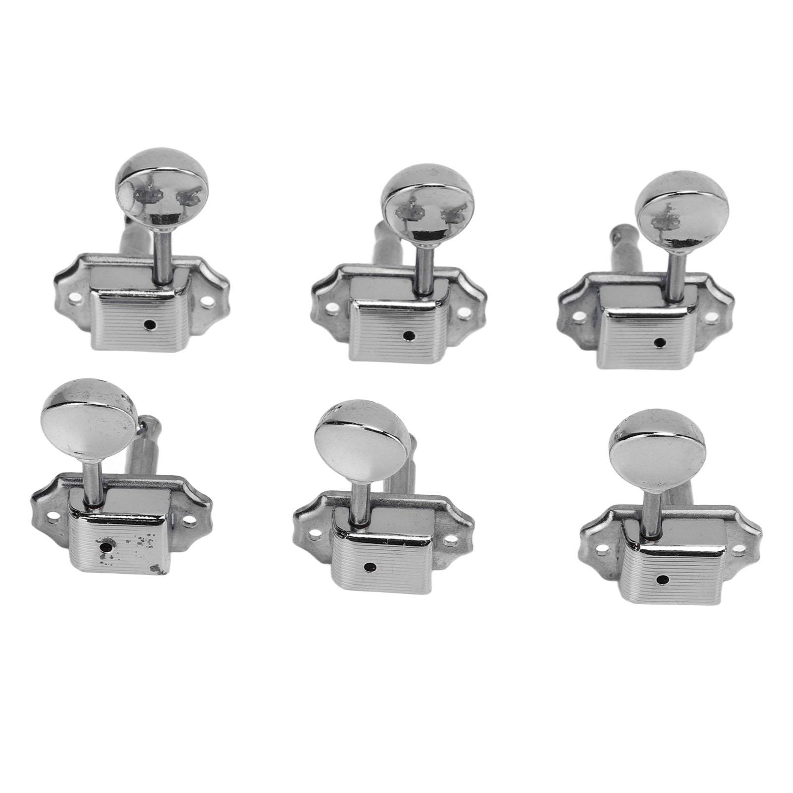 

6 шт. Колки для настройки гитарных струн Металлические колки Ключ Машинная головка Комплект для акустической электрогитары Серебристый