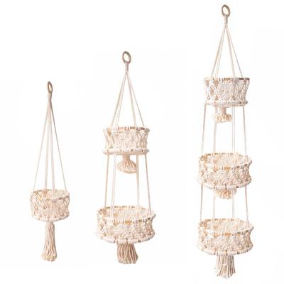 Hanging Hand-woven Macrame Plant Hanger Flower Pot Planter Hanger Wall Decor Courtyard Garden Hanging Planter Hanging Basket