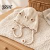 Fashionable Wavy Lace Brim Hat Baby Winter Woolen with Floral Decor Windproof Warm Knitted Toddler Girl Gift for Hat Ear Protection Cap Autumn