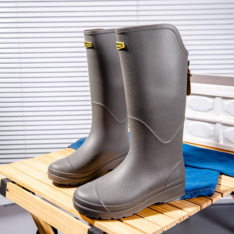 

Мужские и женские дождевые туфли женские модные универсальные уличные бархатные теплые дождевые сапоги с высоким голенищем 44 серый