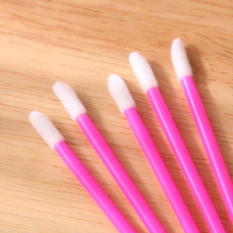 50 Disposable Lip Brush Wands - Mini Lipstick & Gloss Makeup Tools