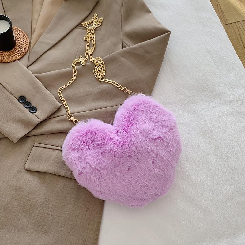Womens Contemporary Fur Bag Stylish Soft Plush Purse With Chain Ideal For Everyday Use