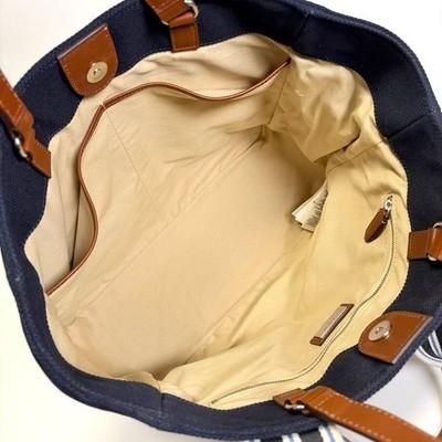 Ralph Lauren Stripe Canvas 2-Way Tote Bag Used Authentic