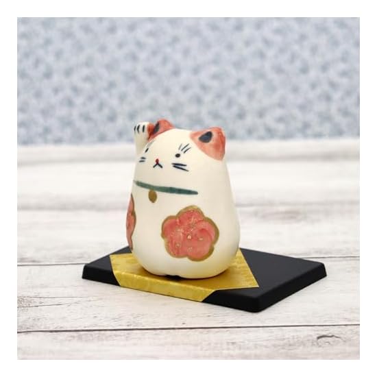 Craftsman House Good Luck Hand-Painted Maneki-Neko (Red Flower) Made in Japan
