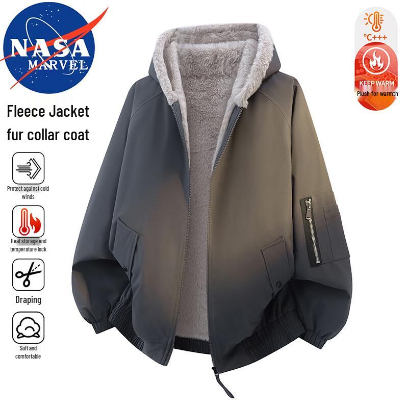 

NASA MARVEL Men s Winter Padded Jacket with Faux Fur Hood 3XL