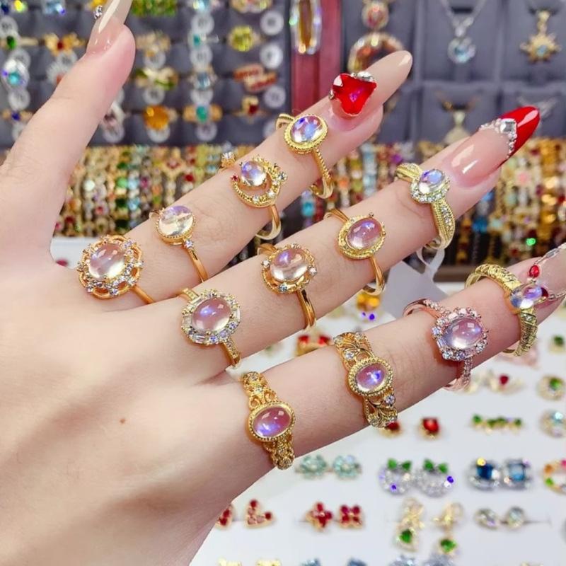 Anello in pietra preziosa hot-selling dal vivo design femminile anello dito indice anello aperto