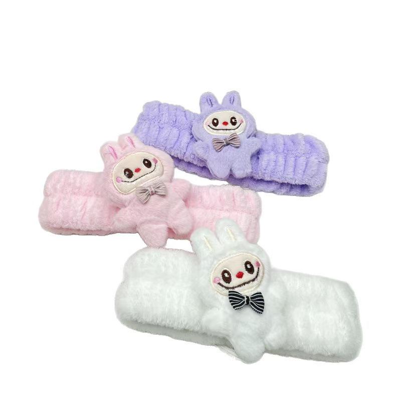 Cute Labubu Plush Ugly Doll Face-Washing Headband & Funny Hair Tie Set