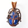 Natural Lapis Lazuli Certified 110 Ct Handmade Copper Wire Wrapped Oval Pendant
