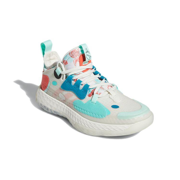 Adidas Harden Vol. 5 Fabric Durable Low-Top Kids Basketball Shoes Kids Basketball Shoes White Green Red FZ5454