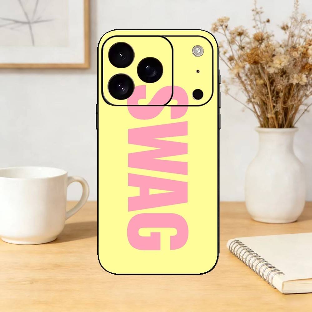 Luxury Y2K Style SWAG Phone Case For iPhone 17,16,15,14,13,12,11 Plus,Pro Max,SE4Soft Silicone Black Cover