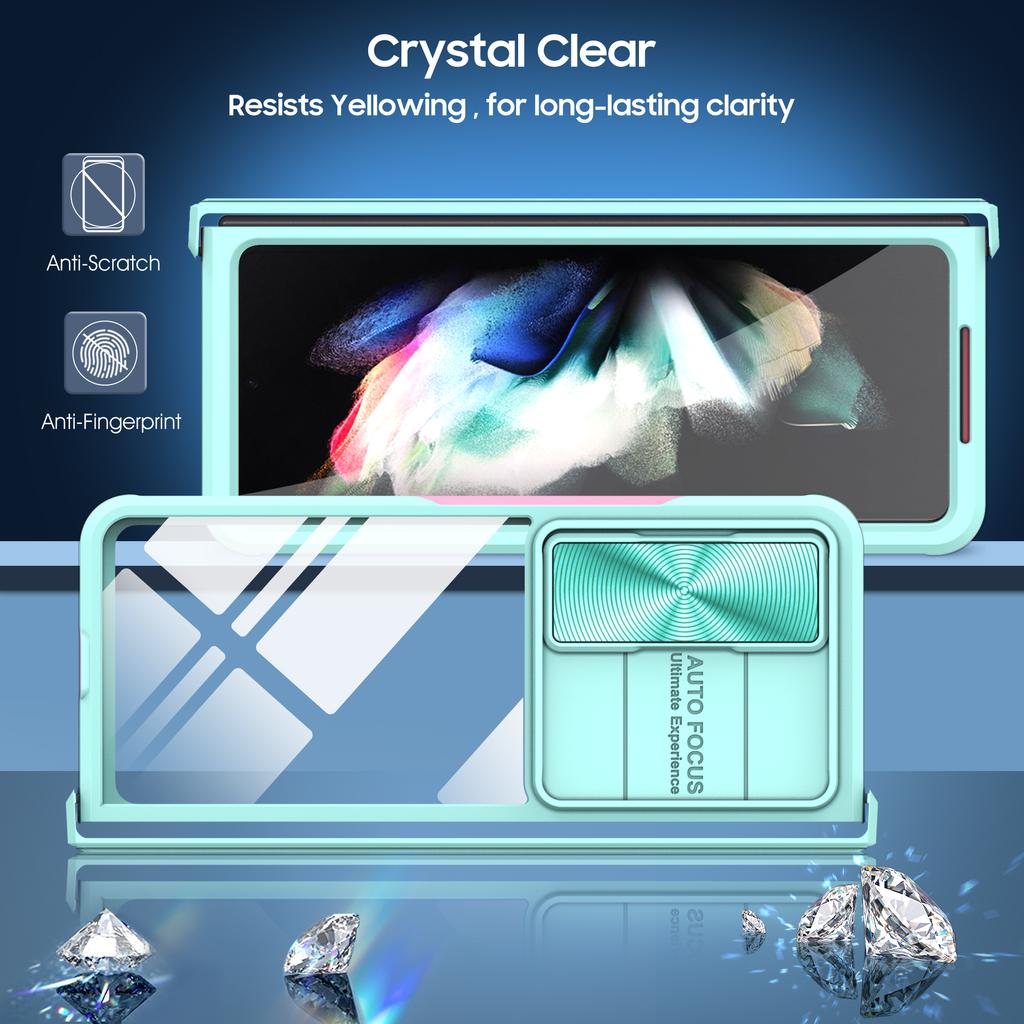 Anti -Drop Slide Camera Protection Case For Samsung Galaxy Z Fold 4 5g Fold4 Zfold4 Non -Slip Clear Acrylic Phone Bag Funda