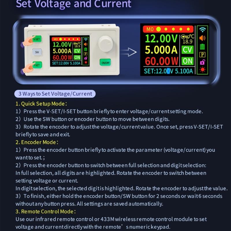 Programmable Power Supply Modules 120W Constant Current Voltages Control Solar Charging with Transmission Interfaces