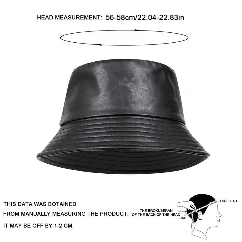 Fisherman Bucket Leather PU Faux Personality Color Plain Solid Neutral Gender Women Men For Caps Hats Fishermen Outdoor Casual Cap Sunscreen Hat