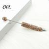 Decorative Diamond Craft Pen Beadable Pens, Bling Rhinestone Beaded DIY Bead Pen, Crystal Shaft Exquisite Stationery Black Ink Ballpoint Pens