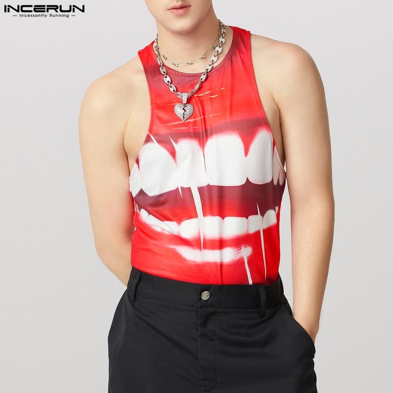 

INCERUN Men Summer Sleeveless Funny Print Casual Tank Tops Undershirts 3XL красный