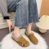 Retro Soft-soled Casual Fluffy Shoes for Women's Autumn and Winter New Non-slip One-pedal Warm and Velvet Beanie Cotton Shoes