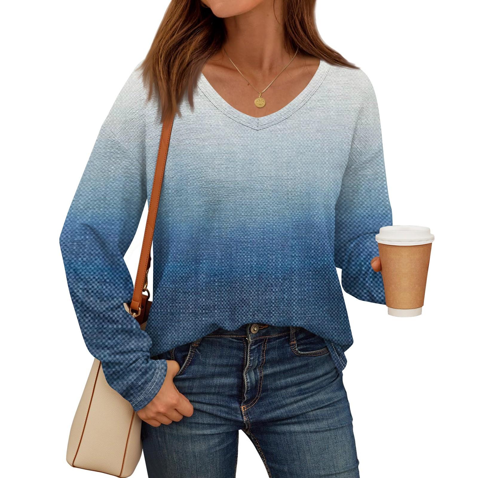 Женские рубашки с длинным рукавом и V-образным вырезом — фото 9