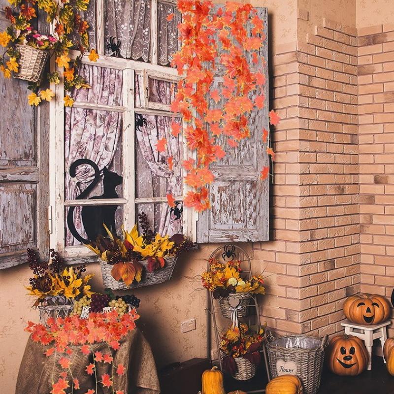 12Pcs 8.2Ft Artificial Leaves String Leaf Garland Plants Christmas Garden Indoor For Wedding Party Home Autumn Decoration