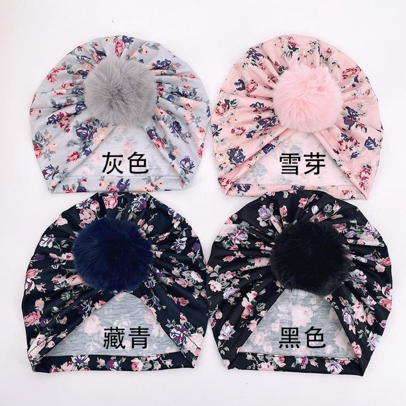 New children's printed hat, baby warm and breathable headscarf hat, thin baby fetal hat