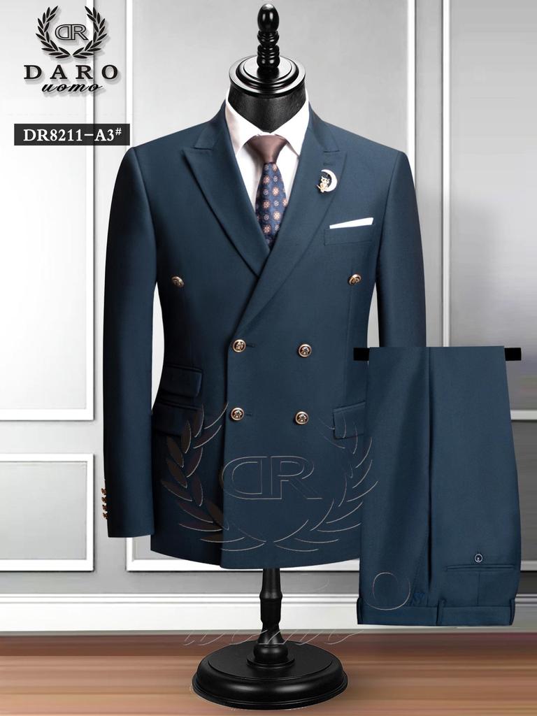 Men's Large Double-Breasted Wedding Suit & Groomsmen Two-Piece Set