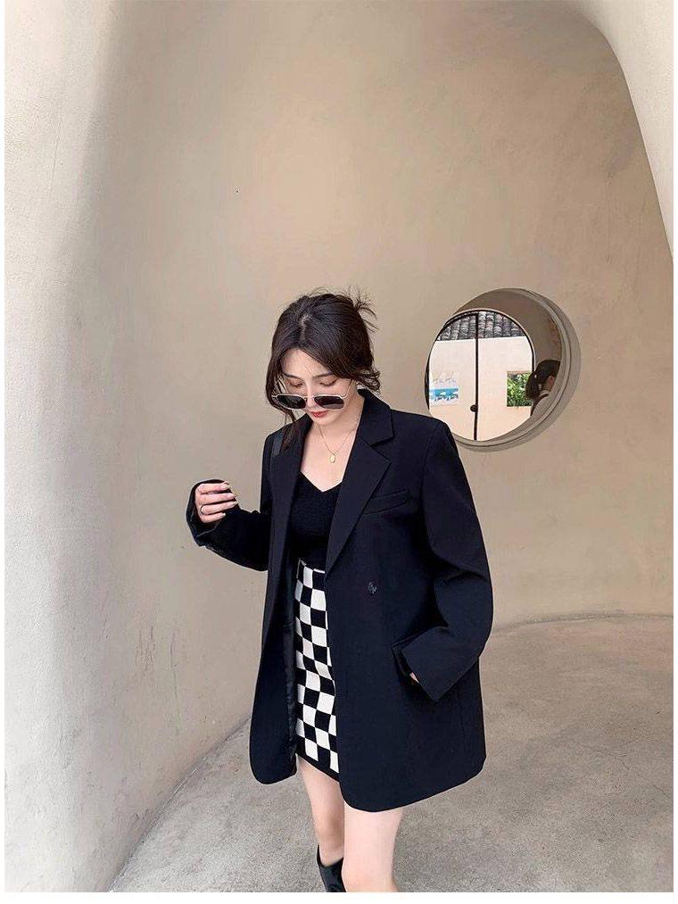 Women's Oversized Khaki Casual Blazer - Korean Style, Loose Fit, High-End Niche Fashion