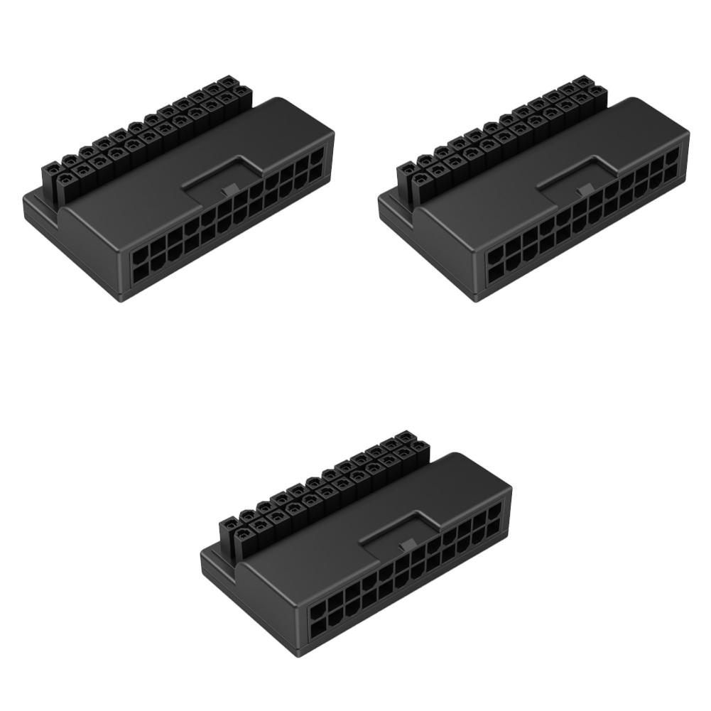 3Pcs ATX 24Pin Female To 24pin Male 90 Degree Power Connector 5V 3 Pin ARGB Power Adapter Board for Computer Motherboard Desktop