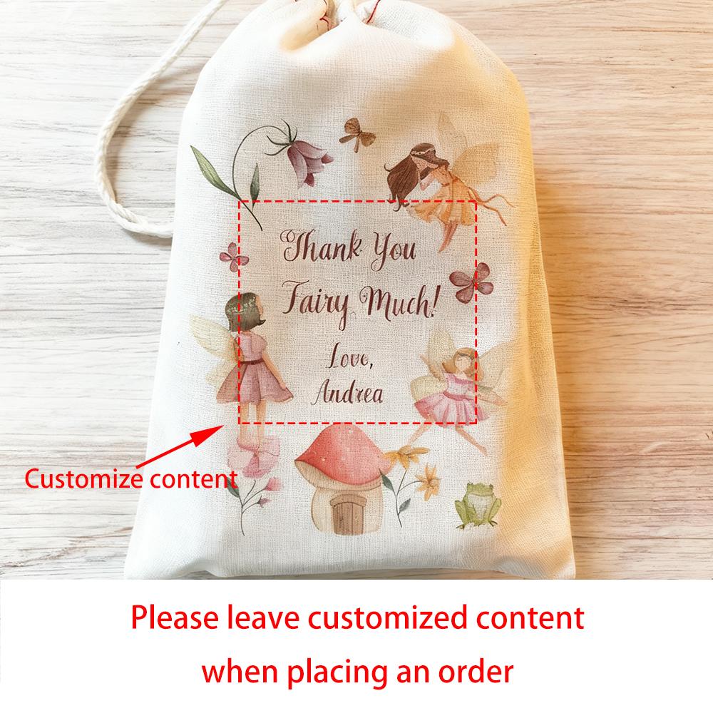 

5Pcs Personalized Fairy Birthday Gift Party Favor Bag Drawstring Gift Bags Wedding Bachelorette Baby Shower Birthday Party Favor 5pcs 13X18cm