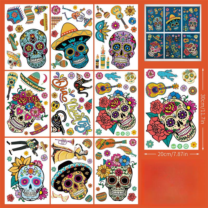 

Мексиканский День мёртвых Череп Праздничная атмосфера Декоративные наклейки Витрина статика A