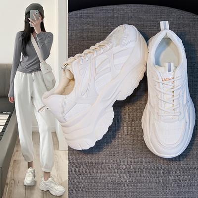 Platform Dad Shoes Women's New Height Increasing White Leisure Sports Spring and Autumn Summer Show Feet Little Wild Lightweight