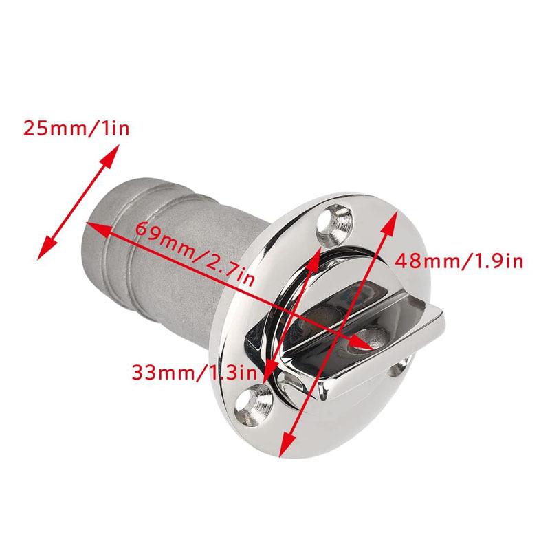 Boat 316 Stainless Steel 25mm 1" Thru Hull Gas Fuel Deck Fill/Filler with Keyless Cap Hardware