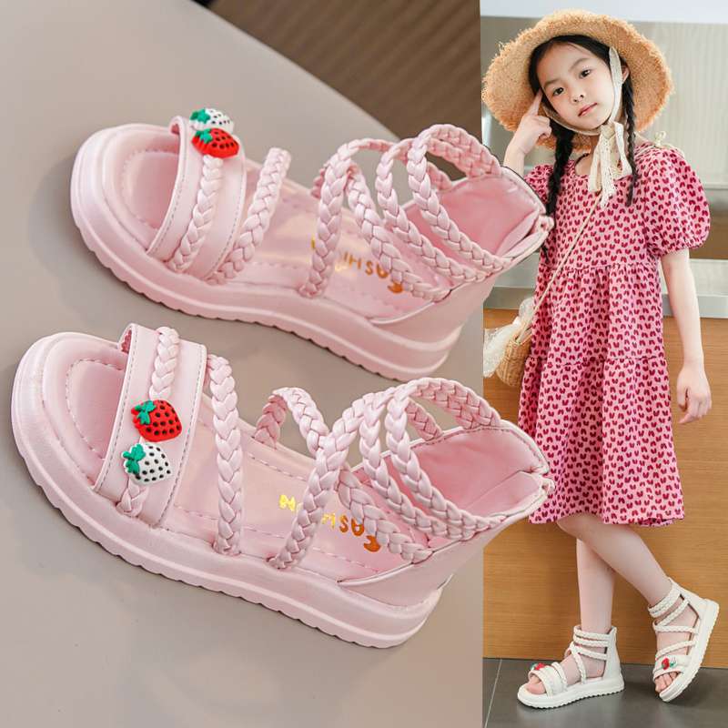 Girls Sandals Summer 2025 New Children's Soft Sole Medium and Older Children's Sports Princess Baby Open-toed Roman Shoes