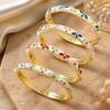 Bracelet Manchette Ouverte Émail Coloré Élégant Bracelet Floral pour Femmes Bracelet Manchette Fleur Émail Mariée