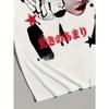 European Size Patterned Portrait Fashion T-Shirt, Men's Casual Sports Loose Short Sleeve Black Shirt with Character Head Portrait