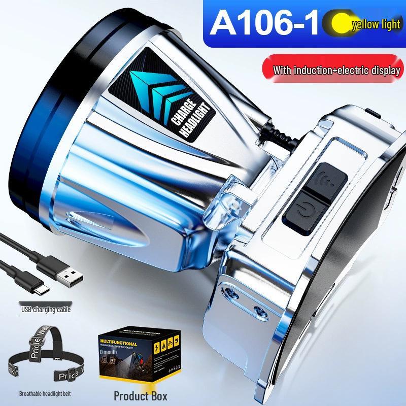 High-Brightness Rechargeable LED Headlamp for Night Fishing, Mining, Camping, and Outdoors