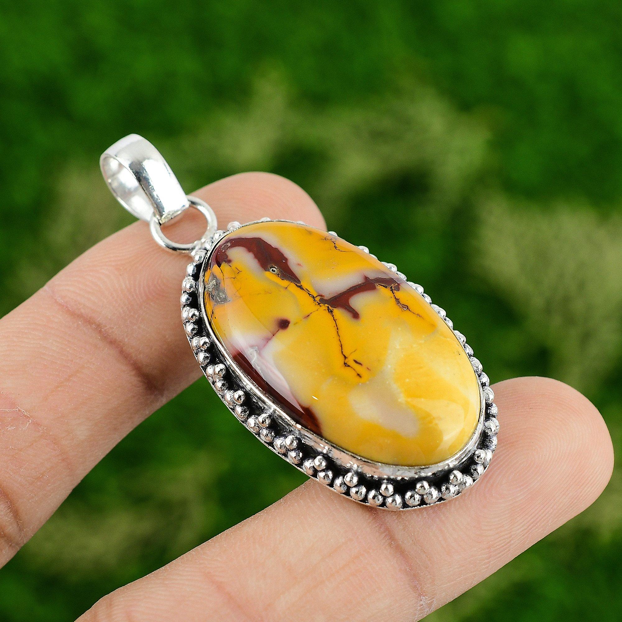 

Daughters Day Deal 925 Silver Oval Mookaite Gemstone Elegant Artisan New Pendant