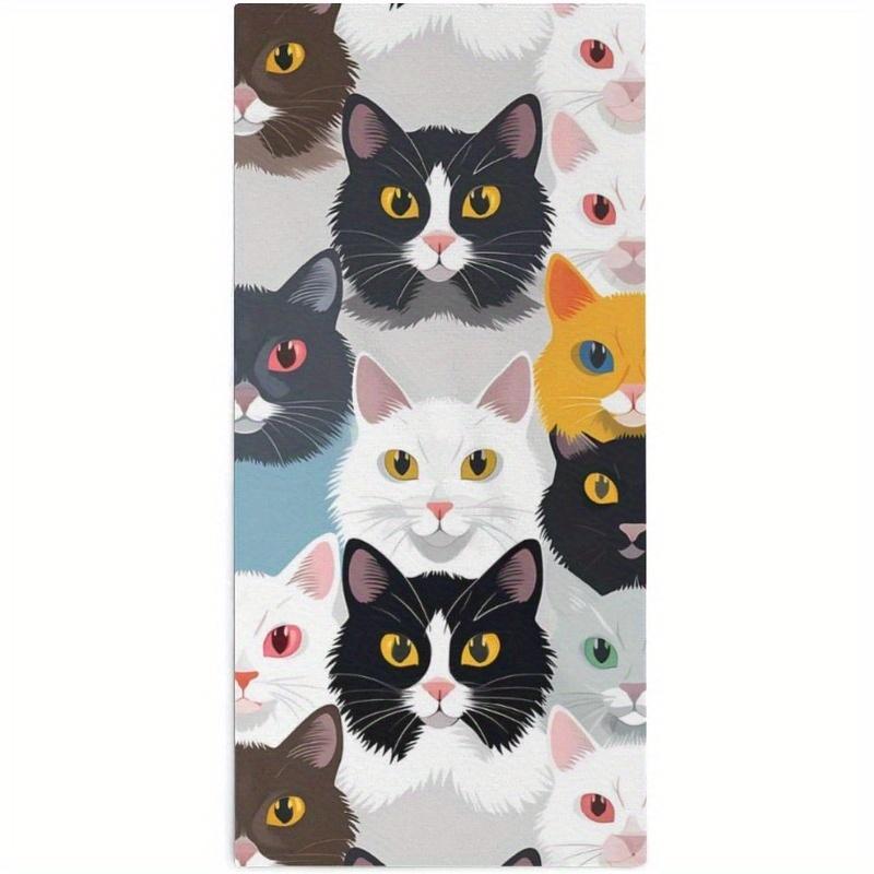 

Cute Cat Faces Print Bath Towel - Perfect for Summer Vibes, Ultra Soft and Absorbent, Quick Dry, Stylish Design 50x100cm