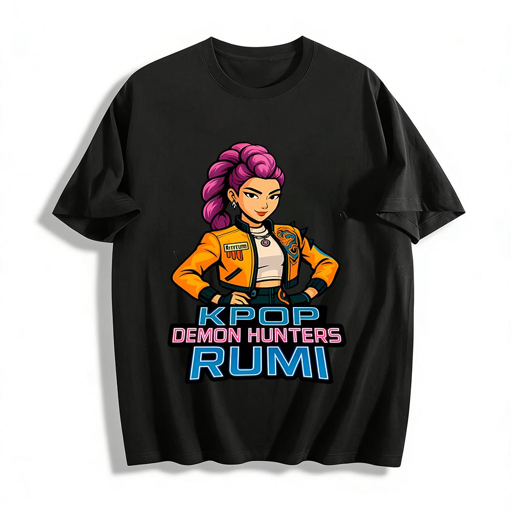 

Kpop Demon Hunters Rumi Print Streetwear Cool Anime Style Casual Jacket For Trendy Fans Pure cotton T-shirt XXS