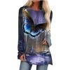 Spring and Autumn Round Neck 3D Butterfly Pattern Printed Top Fashionable Casual Long Sleeved Women's T-shirts
