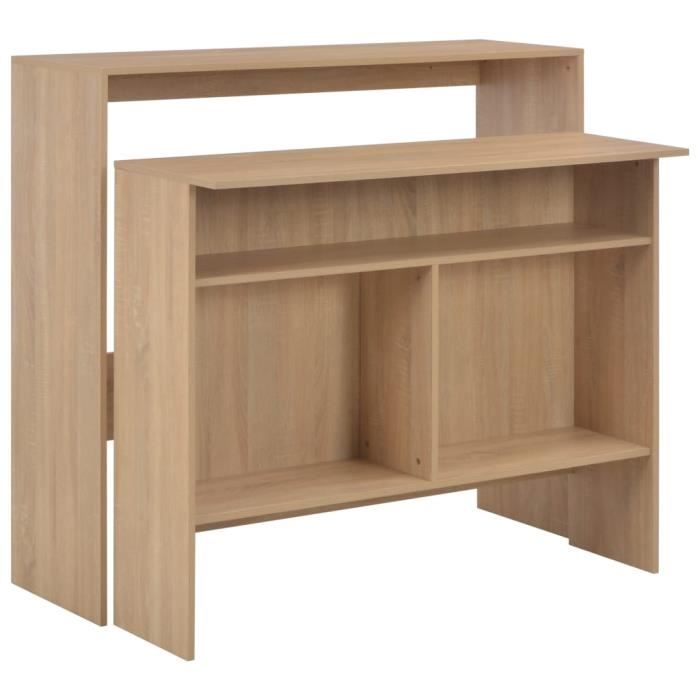 VidaXL Table de bar avec 2 dessus de table Chêne 130x40x120 cm 280219