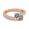 London Blue Topaz Twin Stone with Accents Bypass Ring - 925 Sterling Silver Rose Gold Vermeil
