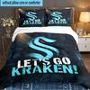 Forza Squadra Kraken! Set Biancheria da Letto 3 Pezzi, Ideale per 1 Federa Copripiumino e 2 Federe Cuscino Perfetto per Regalo per Fan, Ideale per Camera da Letto, Dormitorio
