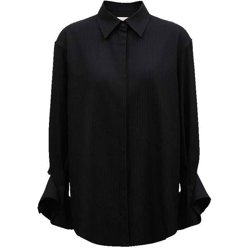 

VEROMODA Women s Striped Lapel Irregular Hem Casual Shirt M